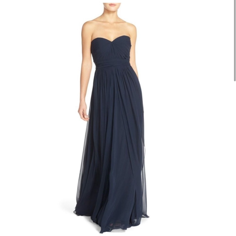Jenny Yoo Mira Convertible Strapless Pleat Chiffon Gown
